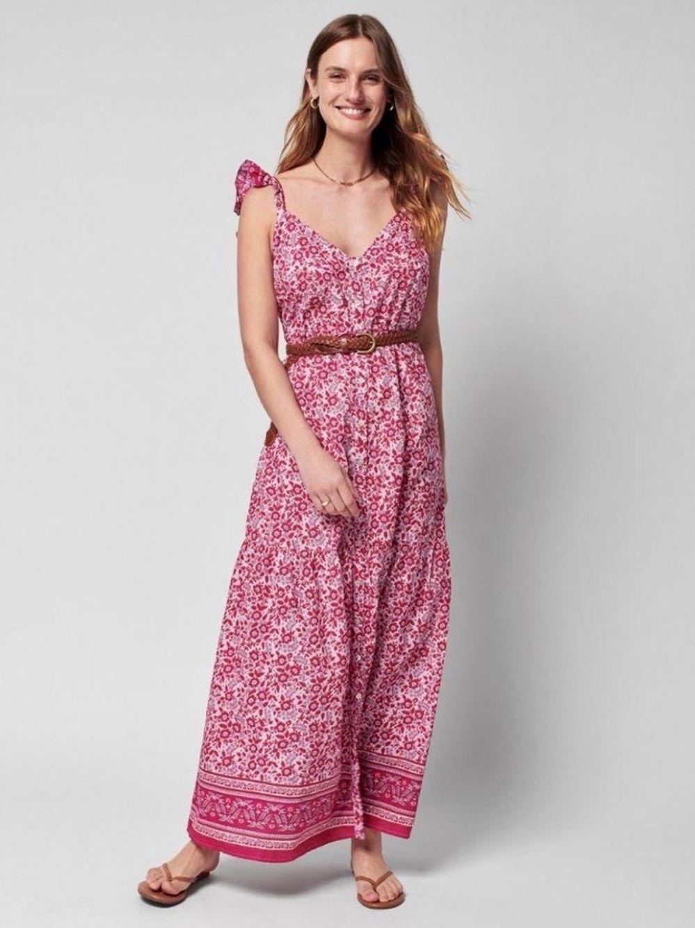 Faherty Hyland Sun Up Block Print Maxi Dress